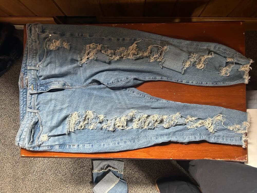 Torrid High-Rise Straight Destroyed Jeans Size 22R Medium Wash Distressed
